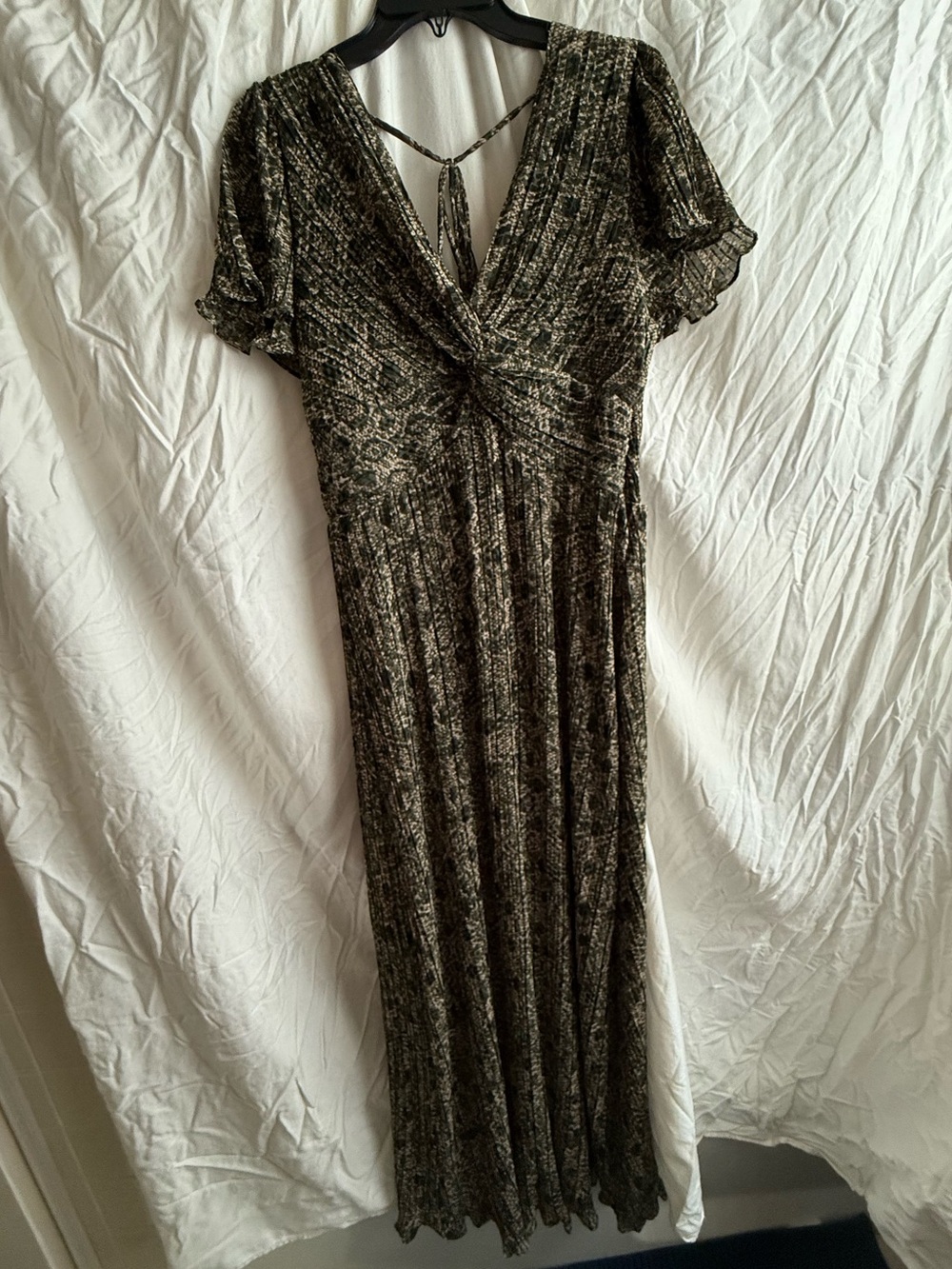 Kensie Olive Twist-Front Maxi Dress